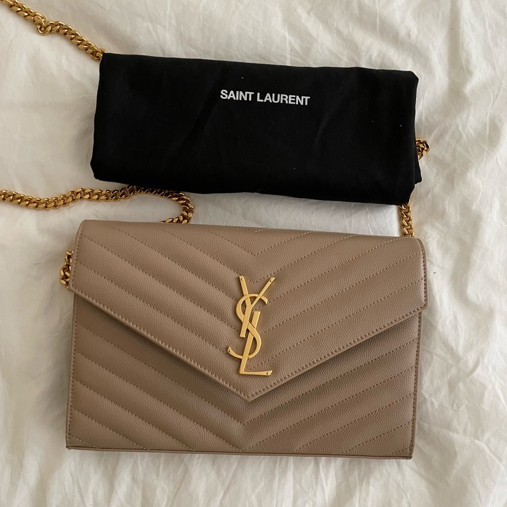 YSL Small YSL Envelope Flap Wallet on Chain